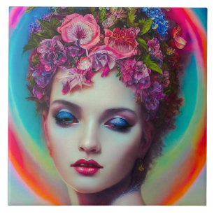 Flower Goddess Ceramic Tile