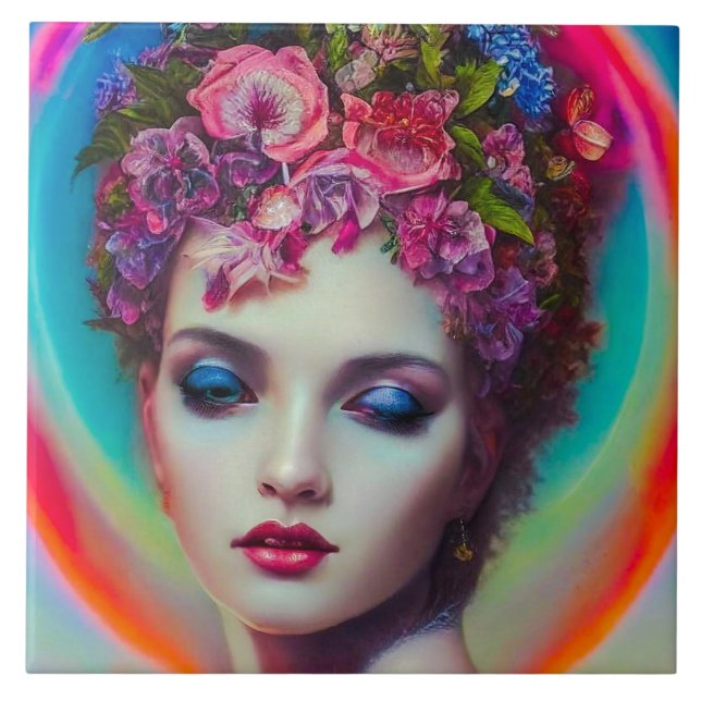 Flower Goddess  Ceramic Tile (Front)