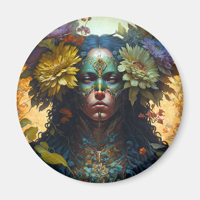 Flower Goddess Fantasy Art Magnet (Front)