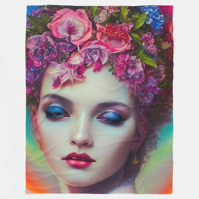 Flower Goddess  Fleece Blanket (Front)