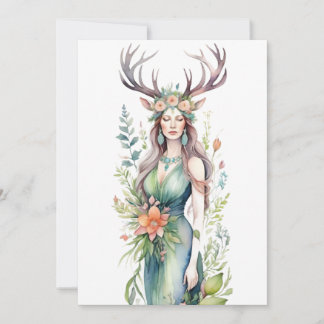 Flower Goddess Ostara Spring Equinox Sabbat Holiday Card