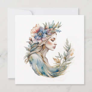Flower Goddess Ostara Spring Equinox Sabbat Holiday Card