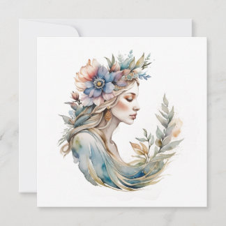 Flower Goddess Ostara Spring Equinox Sabbat Holiday Card