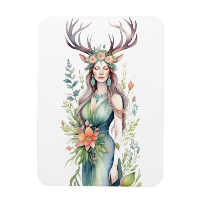 Flower Goddess Ostara Spring Equinox Sabbat Magnet (Vertical)