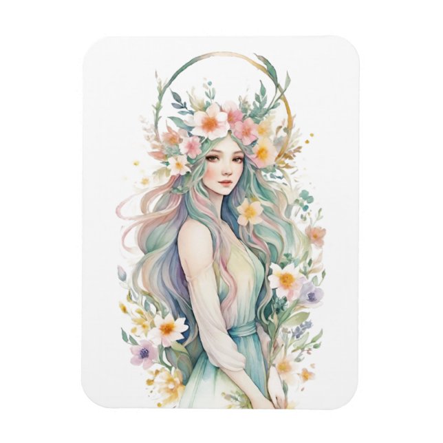 Flower Goddess Ostara Spring Equinox Sabbat Magnet (Vertical)