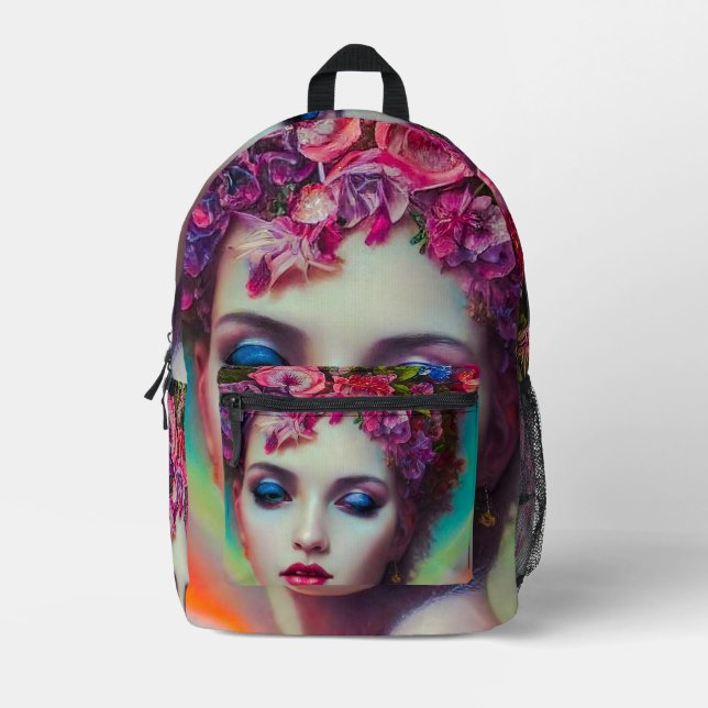 Flower Goddess  Printed Backpack (Front)