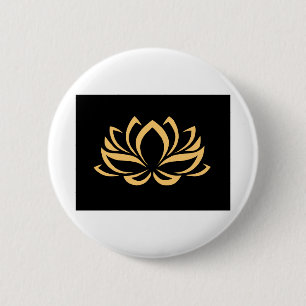 Flower Gold Golden Lotus 6 Cm Round Badge