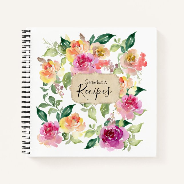 Flower grandma recipe cookbook Notebook (Front)
