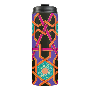 Flower green orange and purple Geometric ethnic na Thermal Tumbler