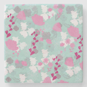flower green stone coaster
