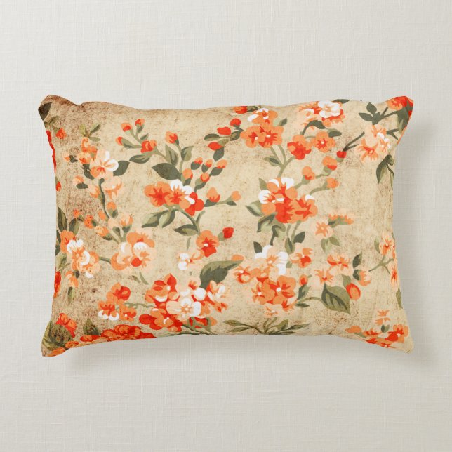 Flower grunge art decorative cushion (Front)
