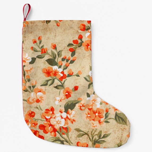 Flower grunge art small christmas stocking (Front)