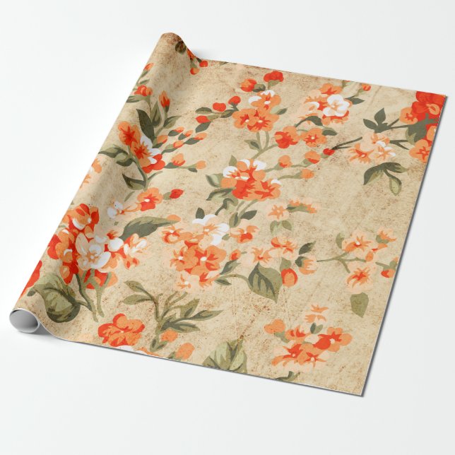 Flower grunge art wrapping paper (Unrolled)