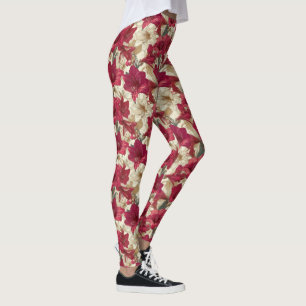 Flower Gym Amaryllis Floral Gifts For Mother Leggings