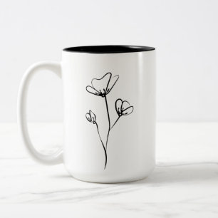 Flower Hand Drawn Intricate Illustration Two-Tone Coffee Mug