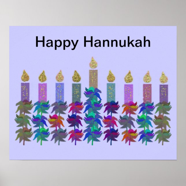Flower Hannukah Menorah Print (Front)