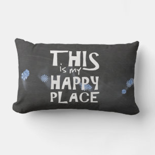Flower Happiness on chalkboard Lumbar Cushion