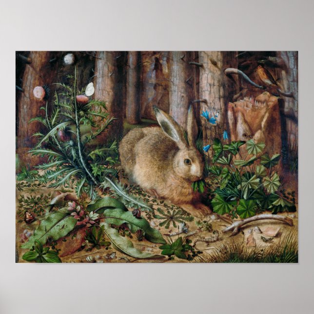 Flower hare art forest vintage poster (Front)