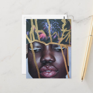 Flower Hat Beautiful Lady Mixed Media collage art Postcard