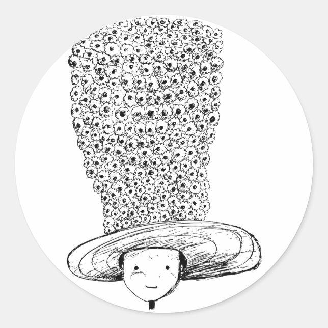Flower Hat Classic Round Sticker (Front)