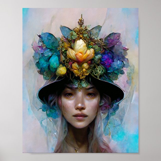 Flower Hat Fantasy Art Poster (Front)