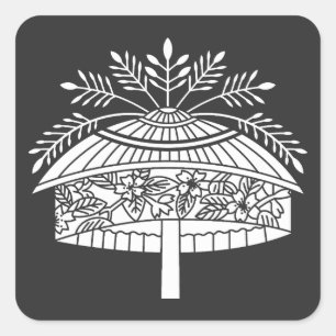 Flower hat square sticker