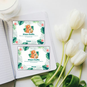 Flower Hatching Dino Diaper Raffle Baby Shower Enclosure Card