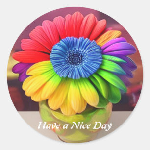 Flower Have A Nice Day Classic Round Sticker 