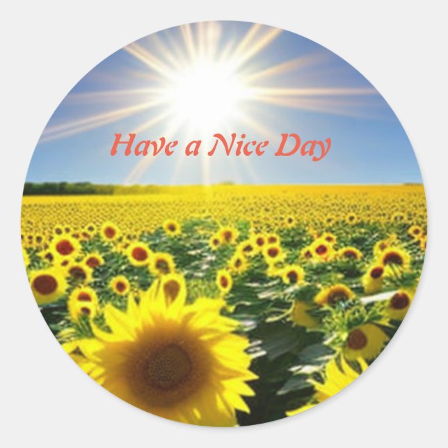 Flower Have A Nice Day Classic Round Sticker  (Front)
