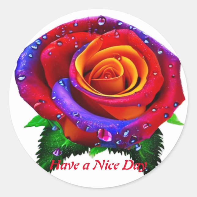 Flower Have A Nice Day Classic Round Sticker  (Front)