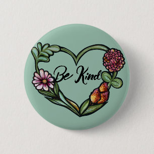 Flower Heart 6 Cm Round Badge