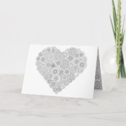 Flower Heart Card: Adult Colouring Personalised Card