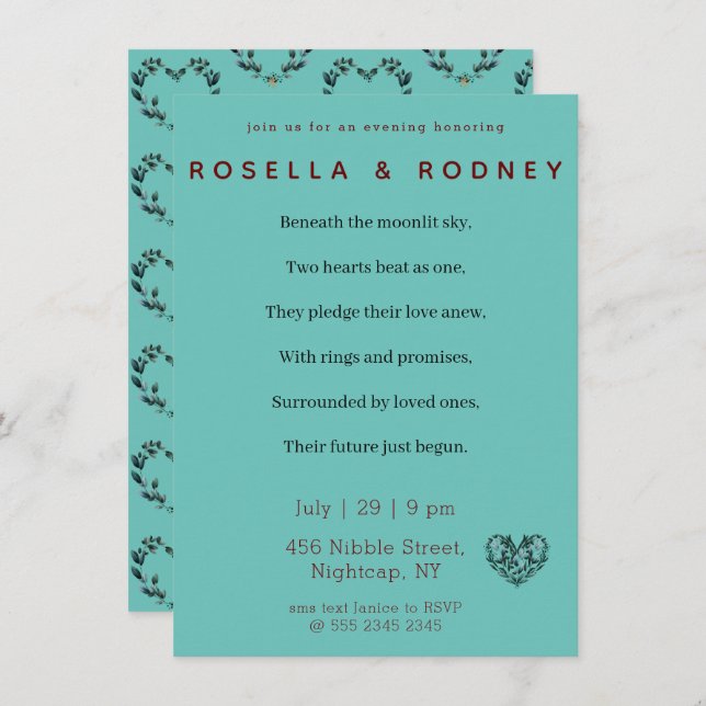 Flower Heart Engagement Invitation (Front/Back)