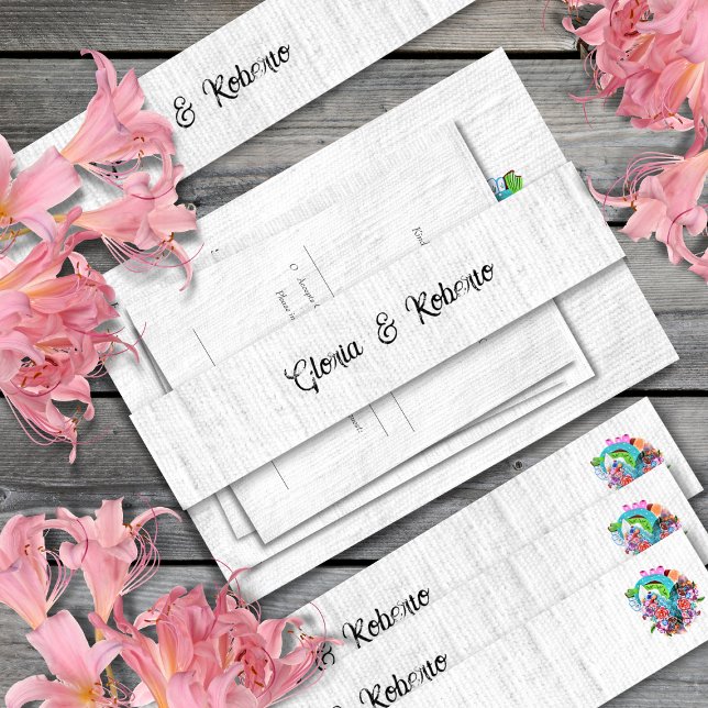 Flower Heart Mexican Wedding Invitation Belly Band (Creator Uploaded)