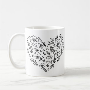 Flower Heart Mug, Flower, Wildflowers Botanic Coffee Mug
