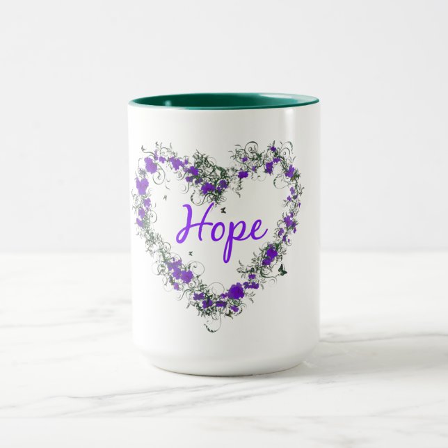 Flower Heart of Hope 15 oz Ringer Mug (Center)