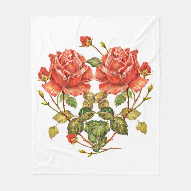 Flower heart seamless pattern fleece blanket (Front)