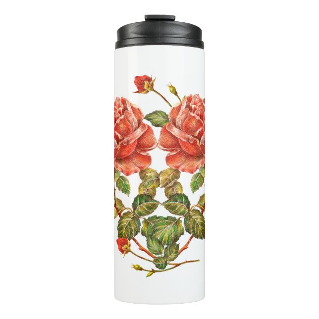 Flower heart seamless pattern thermal tumbler (Front)