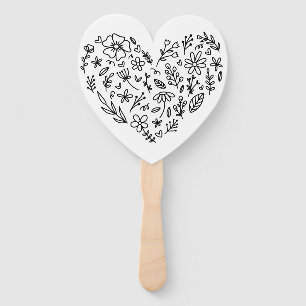 Flower Heart T-Shirt, Flower, Wildflowers Botanic Hand Fan