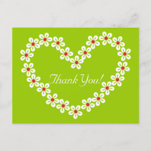 Flower Heart Thank You Postcards