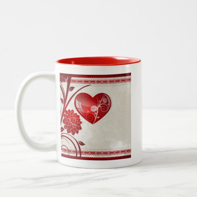 Flower Heart Two-Tone Coffee Mug (Left)