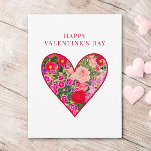 Flower Heart Valentine’s Day, Pink Floral Flowers  Holiday Postcard