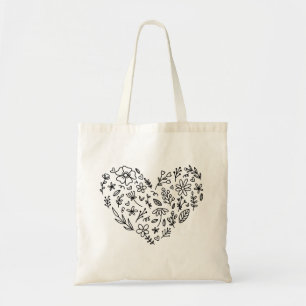 Flower Heart . Wildflowers Botanical  Tote Bag