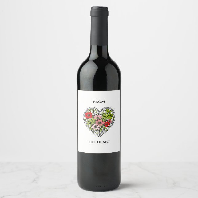 flower heart wine labels (Front)