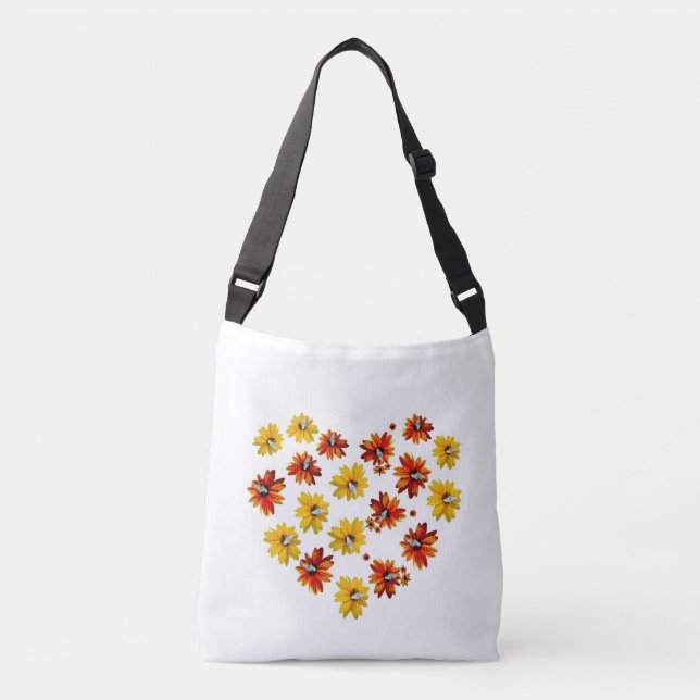 Flower Heart with Butterflies Crossbody Bag (Front)