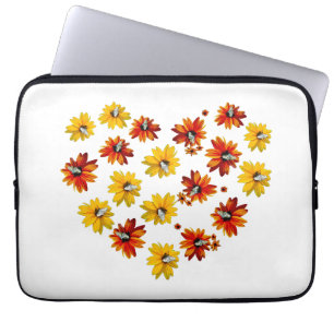Flower Heart with Butterflies Laptop Sleeve