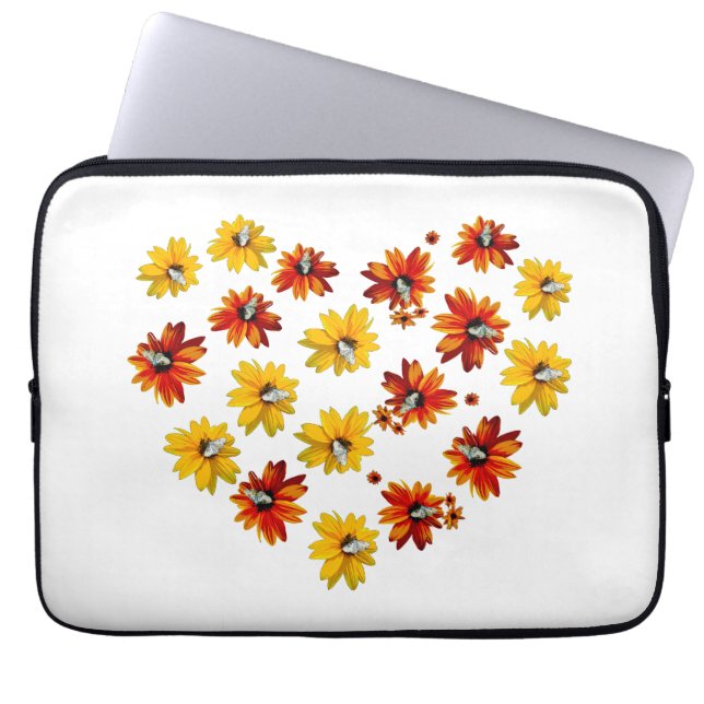 Flower Heart with Butterflies Laptop Sleeve (Front)