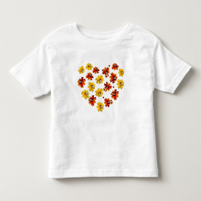 Flower Heart with Butterflies Toddler T-Shirt (Front)