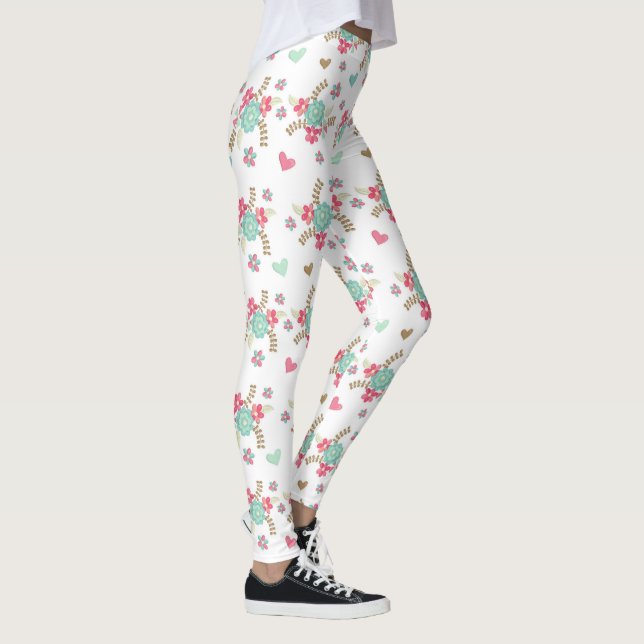 Flower/hearts  - Leggings (Right)