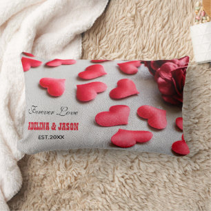 Flower hearts Love Custom Name Valentines Day 2025 Lumbar Cushion
